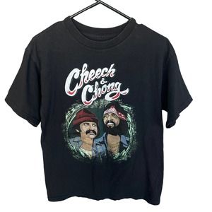 Cheech & Chong Shirt Adult Medium Black Movie Short Sleeve Graphic Print